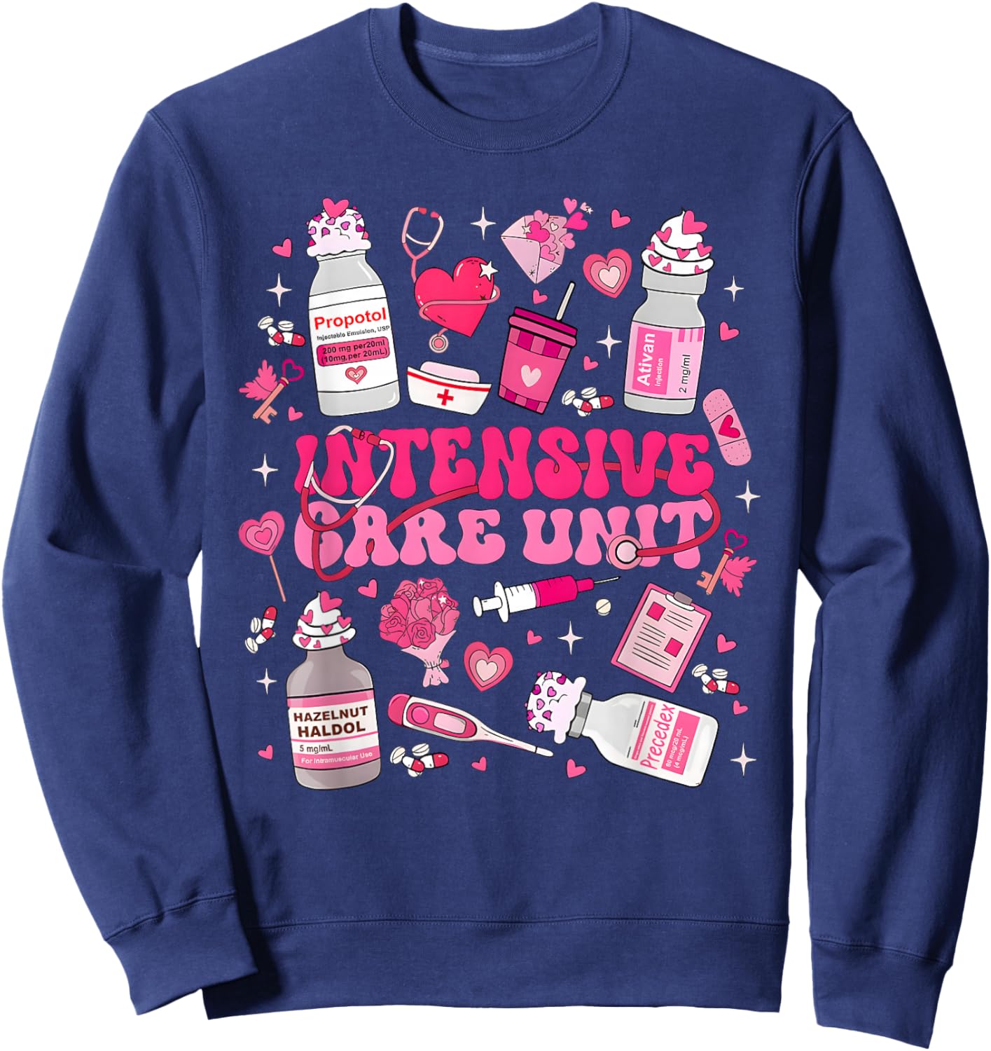 ICU Nurse Valentine Intensive Care Unit Micu Cvicu Sicu Ccu Sweatshirt - Sweatshirt | Navy