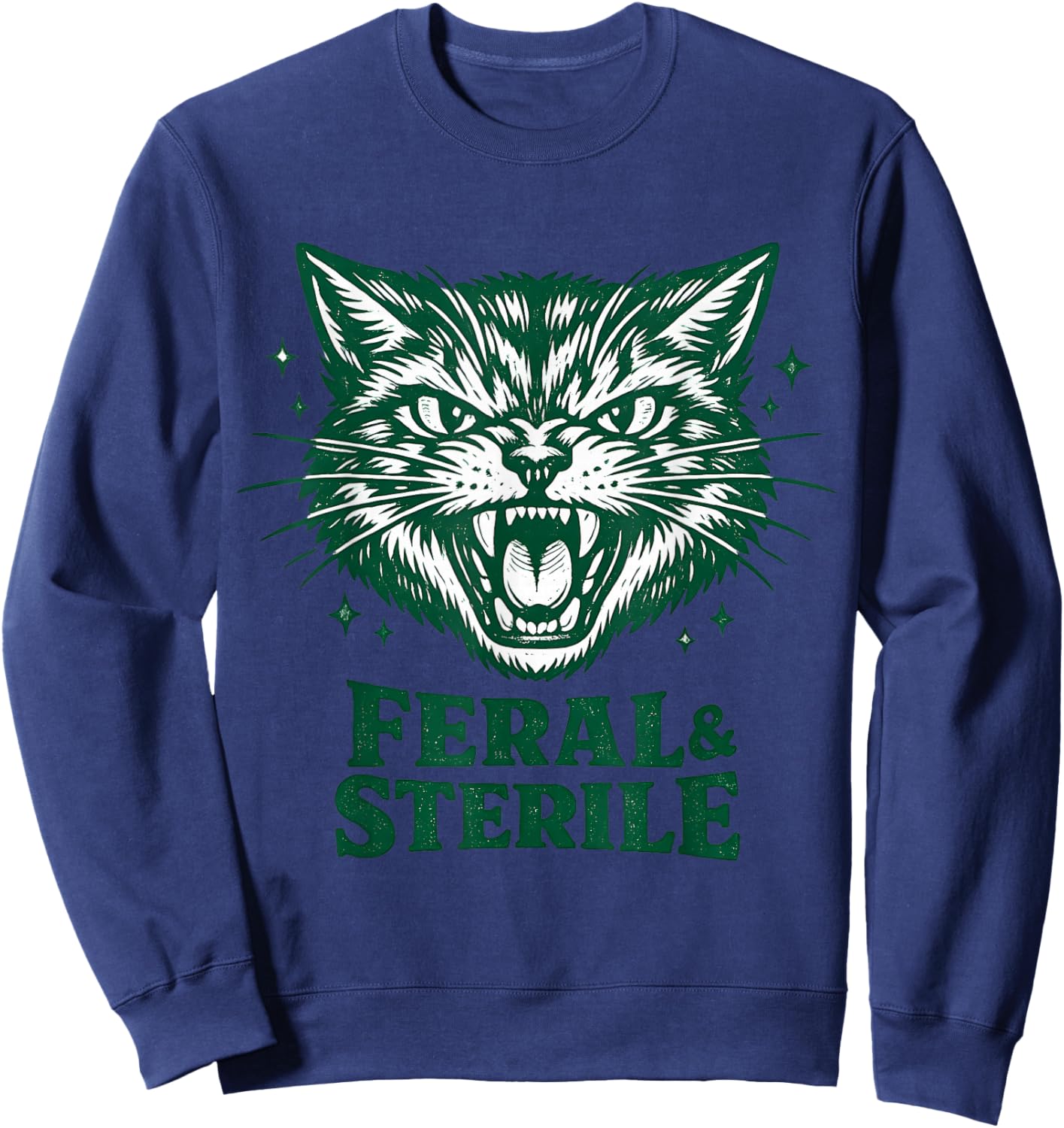 Feral & Sterile Retro Cat TNR Mom Funny Women Cat Lover Sweatshirt - Sweatshirt | Navy