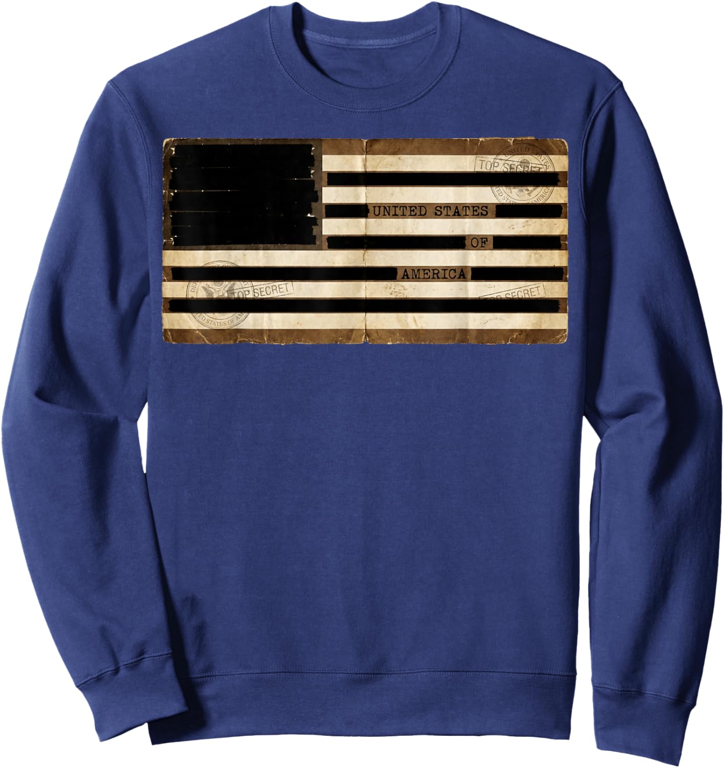 Censored Documents American Flag | United States of America Sweatshirt - Sweatshirt | Navy