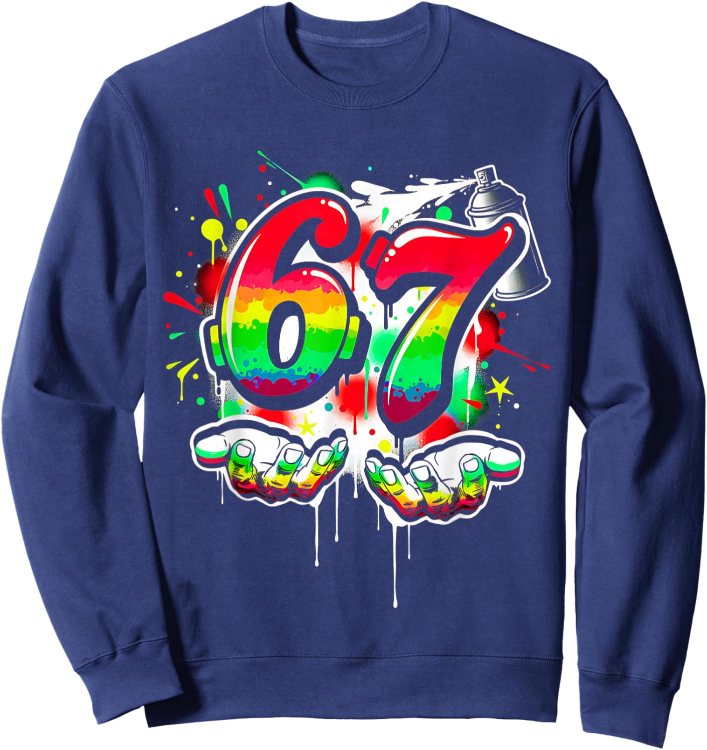 67 Graffiti Meme Funny Six Seven Gen Alpha Slang Men Boys Sweatshirt - Sweatshirt | Navy