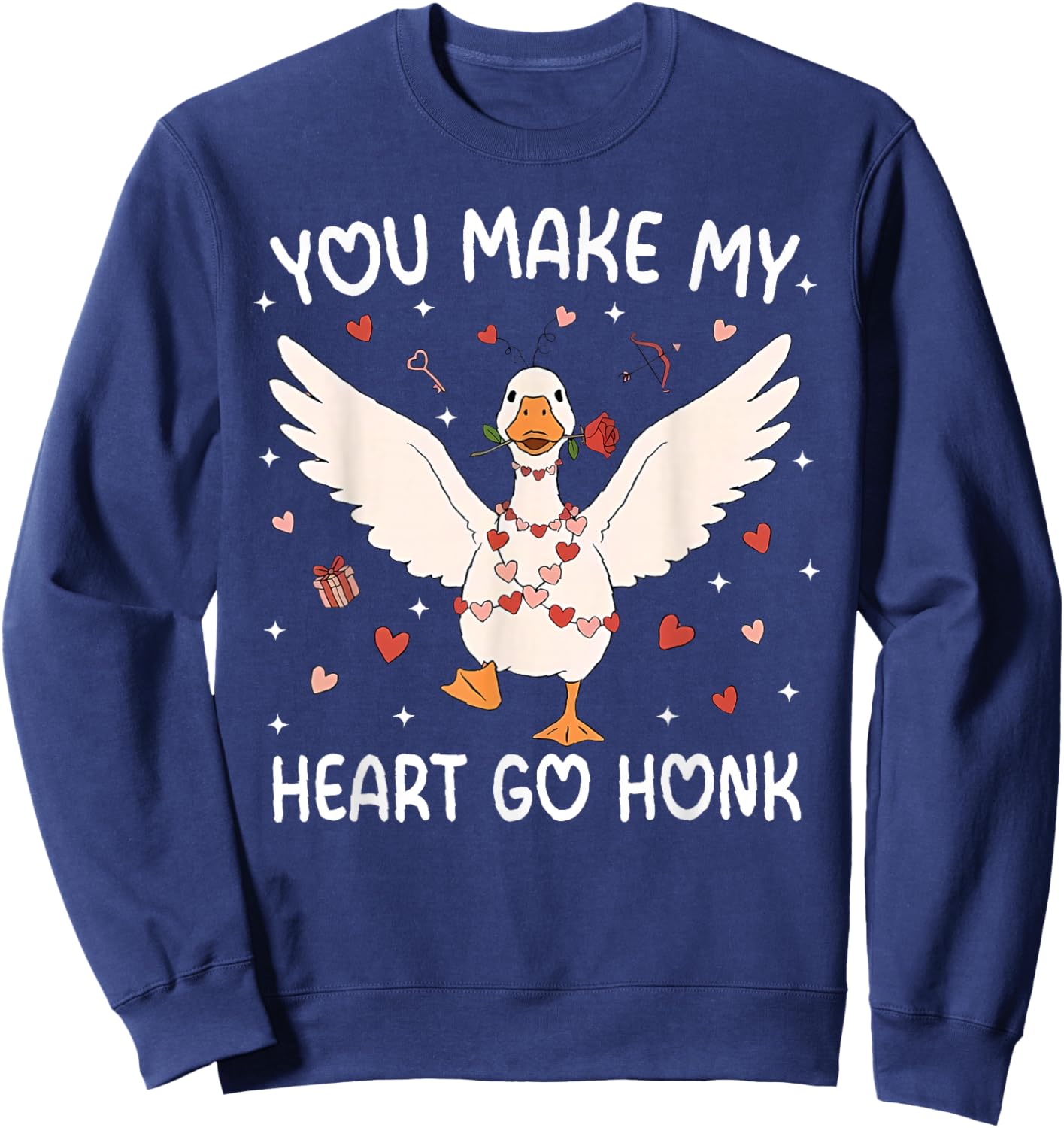 You Make My Heart Go Honk Valentine Goose Sweatshirt - Sweatshirt | Navy