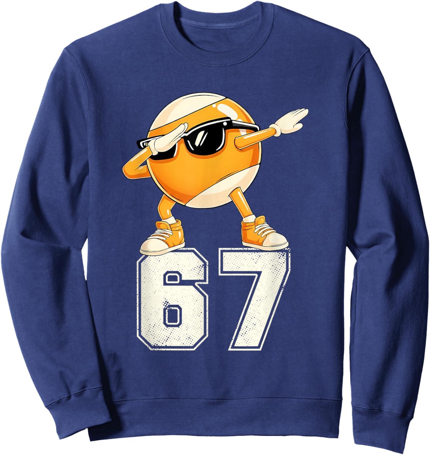 Six Seven Sunglasses Dabbing Pool Ball Billiards 67 Meme Boy Sweatshirt - Sweatshirt | Navy