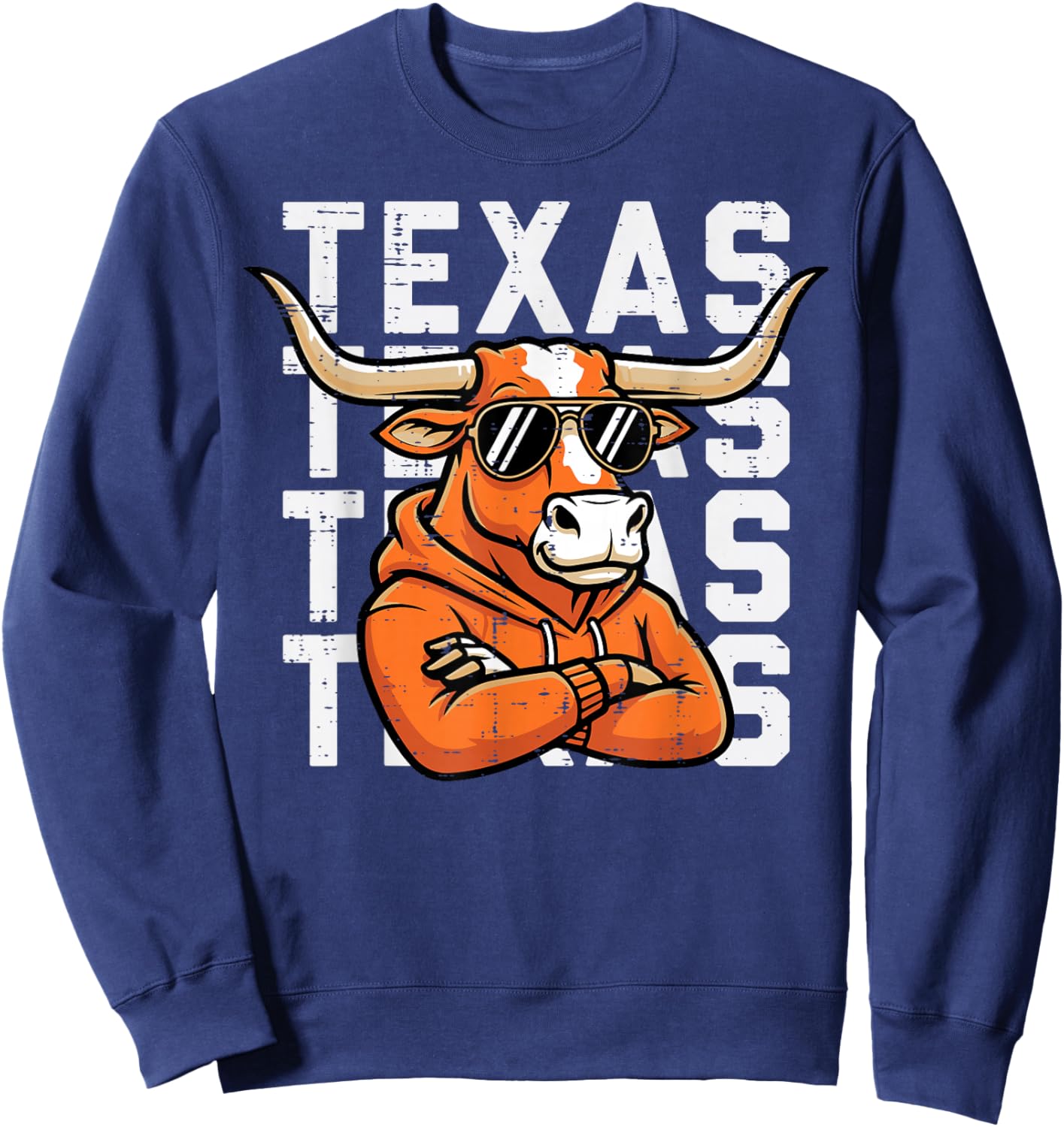 Bull Cow Sunglasses Girls Youth Teen Kids Men Women Boys Sweatshirt - Sweatshirt | Navy