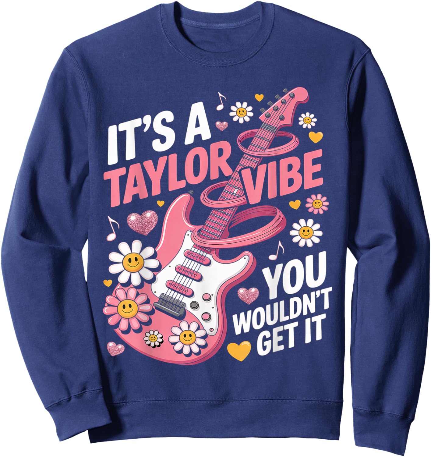 Girl Retro Taylor First Name Personalized Groovy 70's 80's Sweatshirt - Sweatshirt | Navy