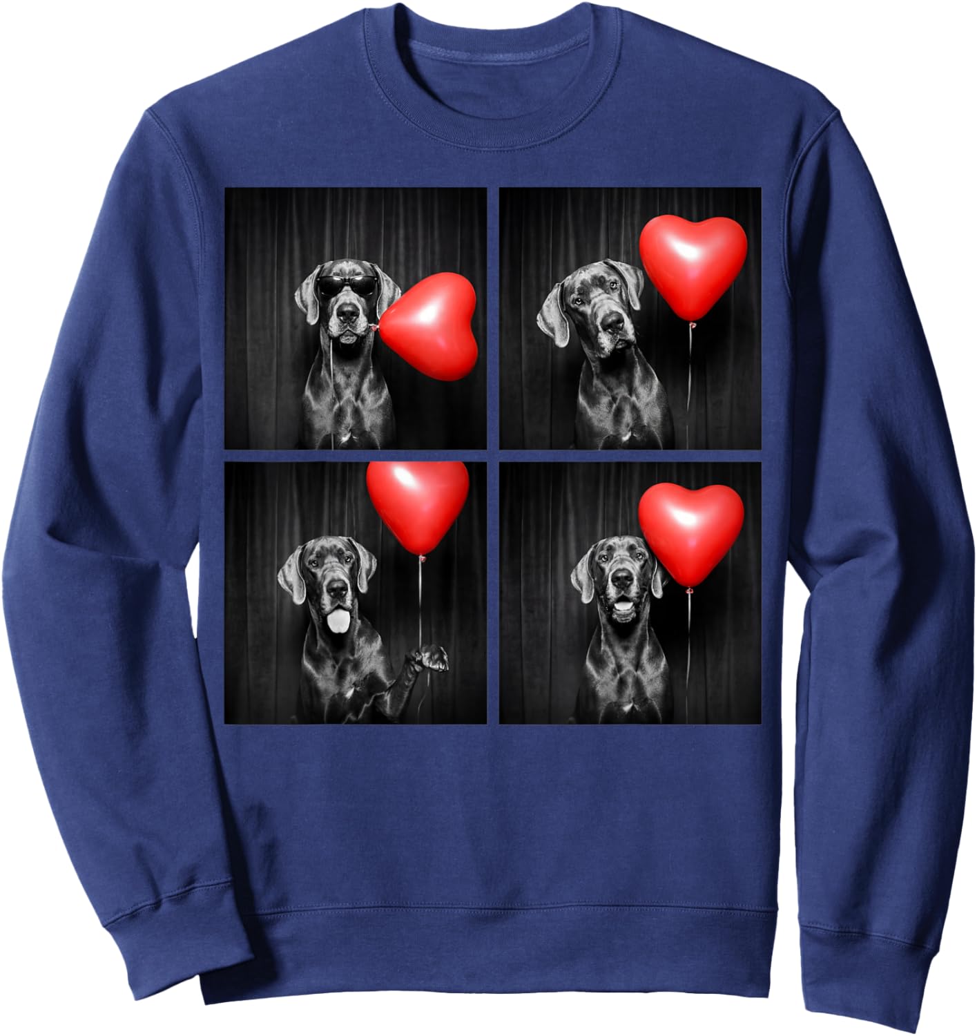Funny Great Dane Photobooth Dog Lover Design Valentines Sweatshirt - Sweatshirt | Navy