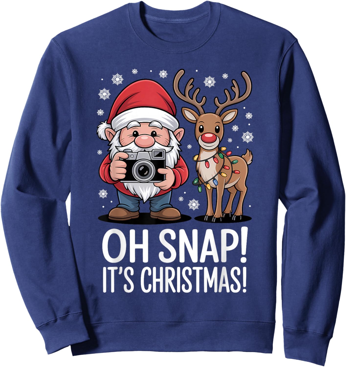 Funny Christmas Photographer Gnome OH Snap It's Christmas Sweatshirt - Sweatshirt | Navy