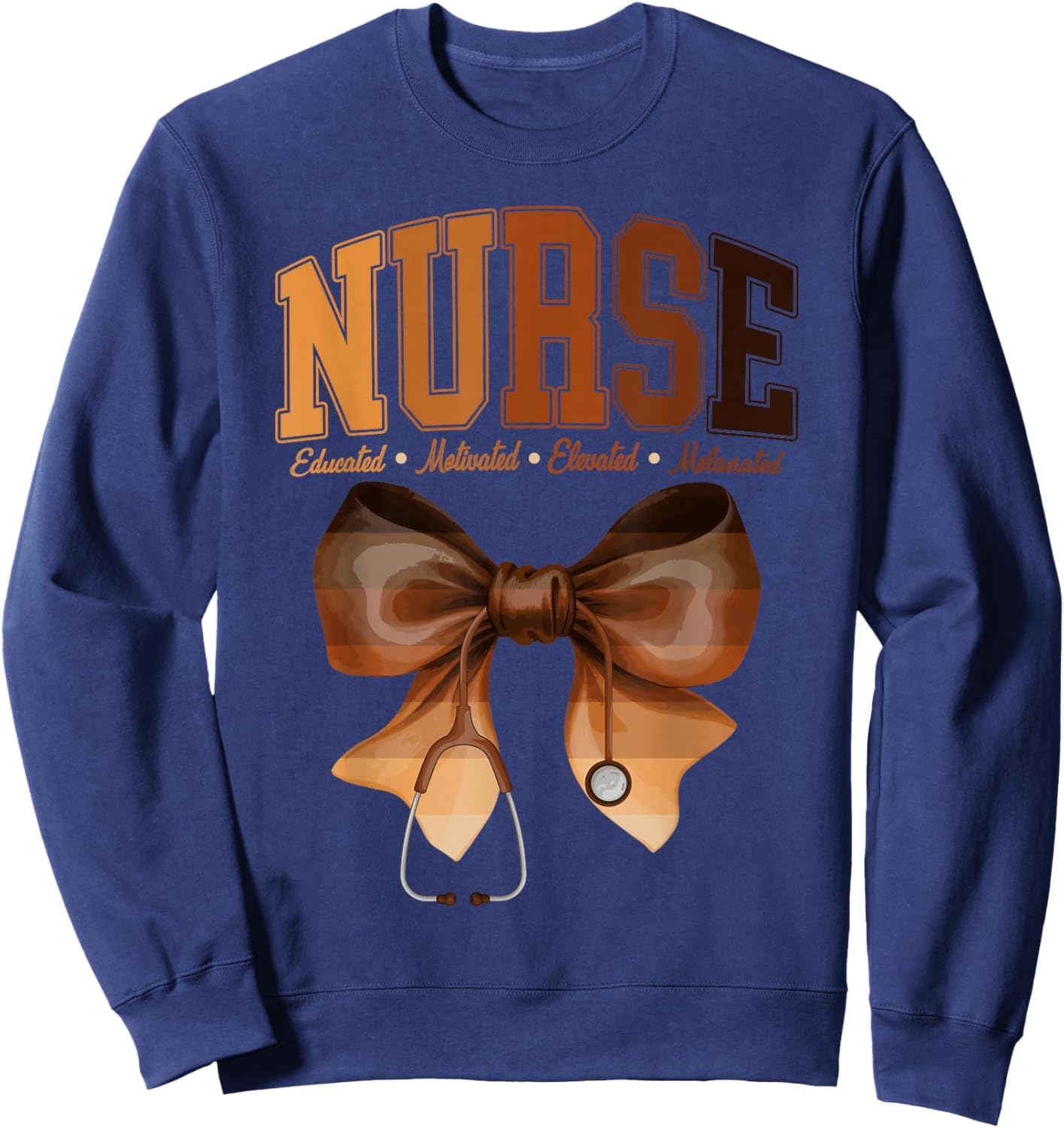 Black History Month Stethoscope Coquette Bow African Nurses Sweatshirt - Sweatshirt | Navy