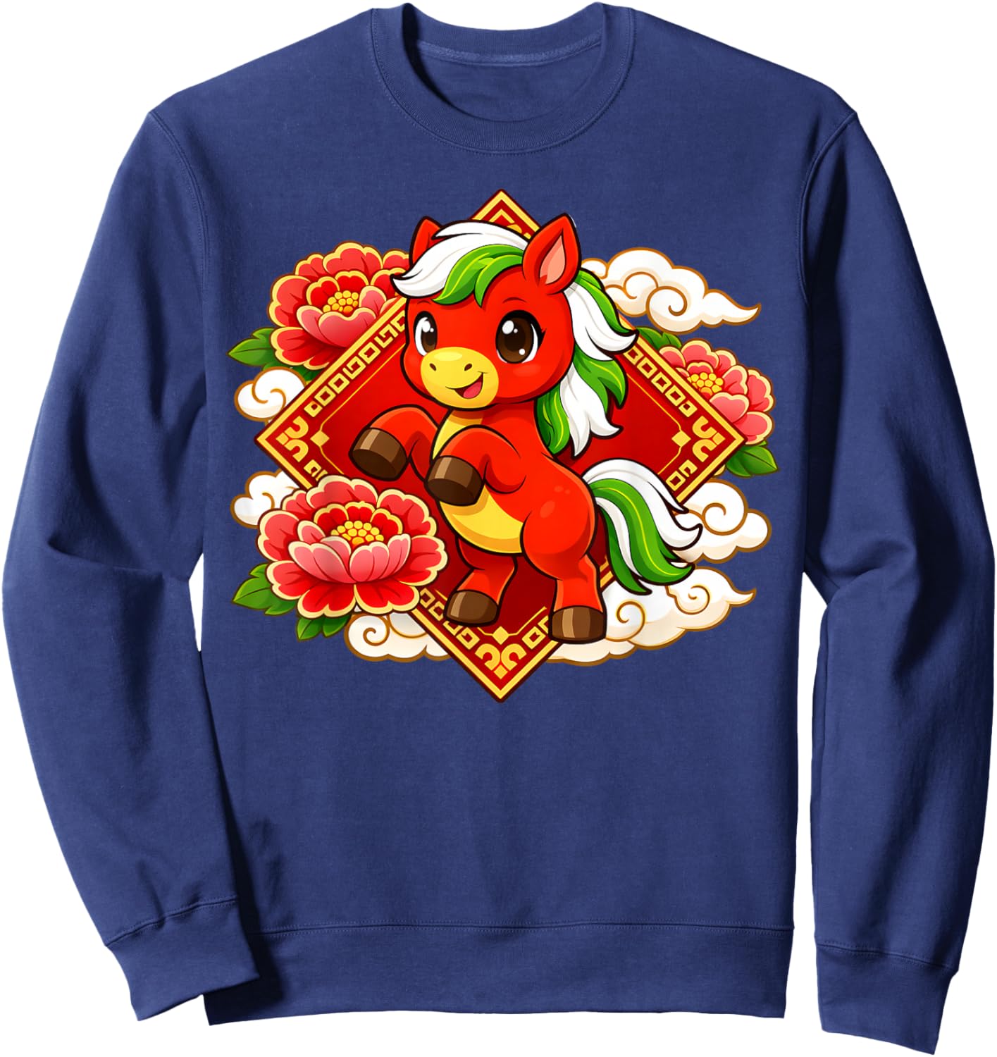 Lunar Zodiac Cute Red Chinese New Year of The Horse 2026 Sweatshirt - Sweatshirt | Navy