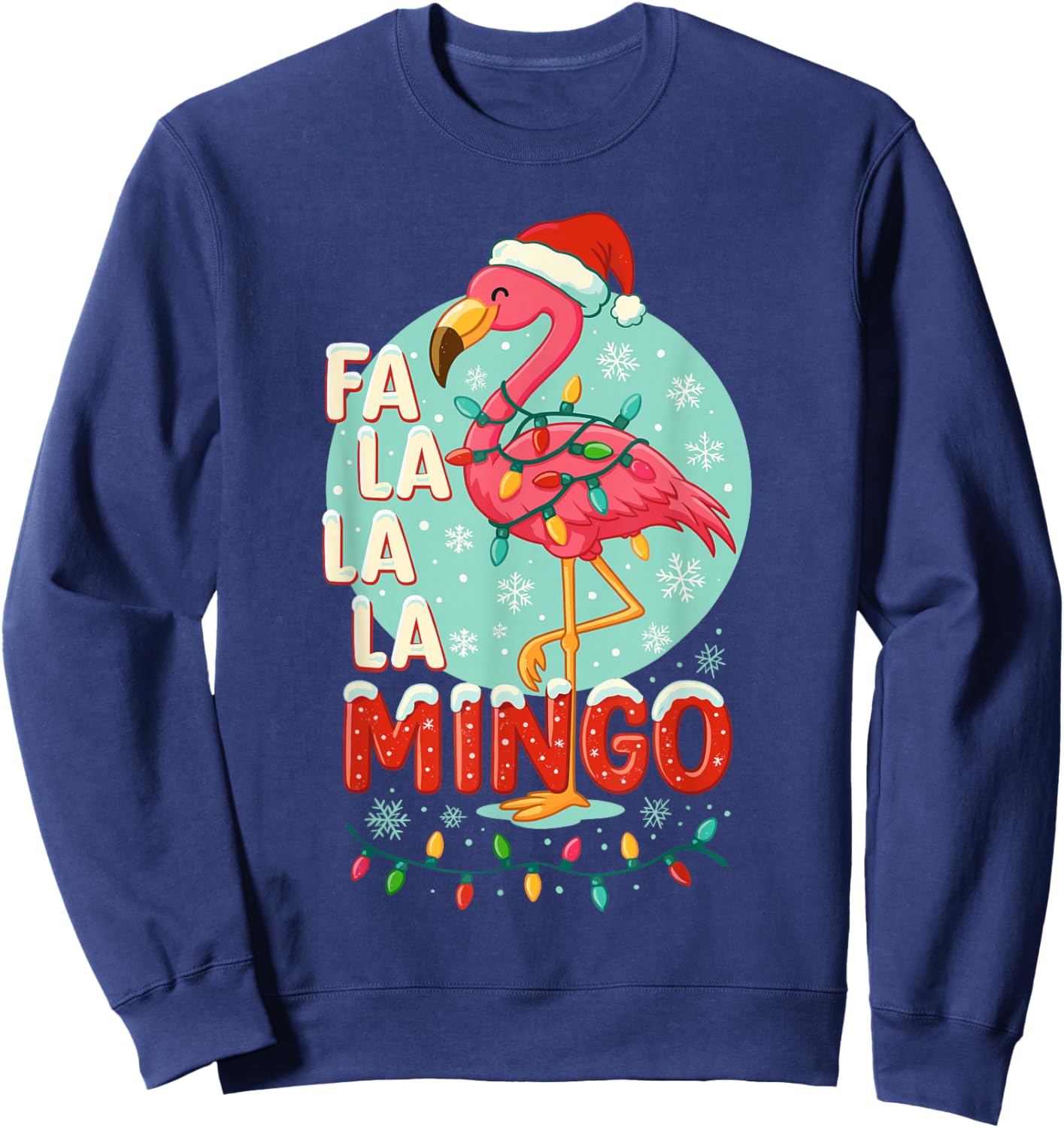 Flamingo Christmas Shirt , Funny FA La La Mingo Sweatshirt - Sweatshirt | Navy