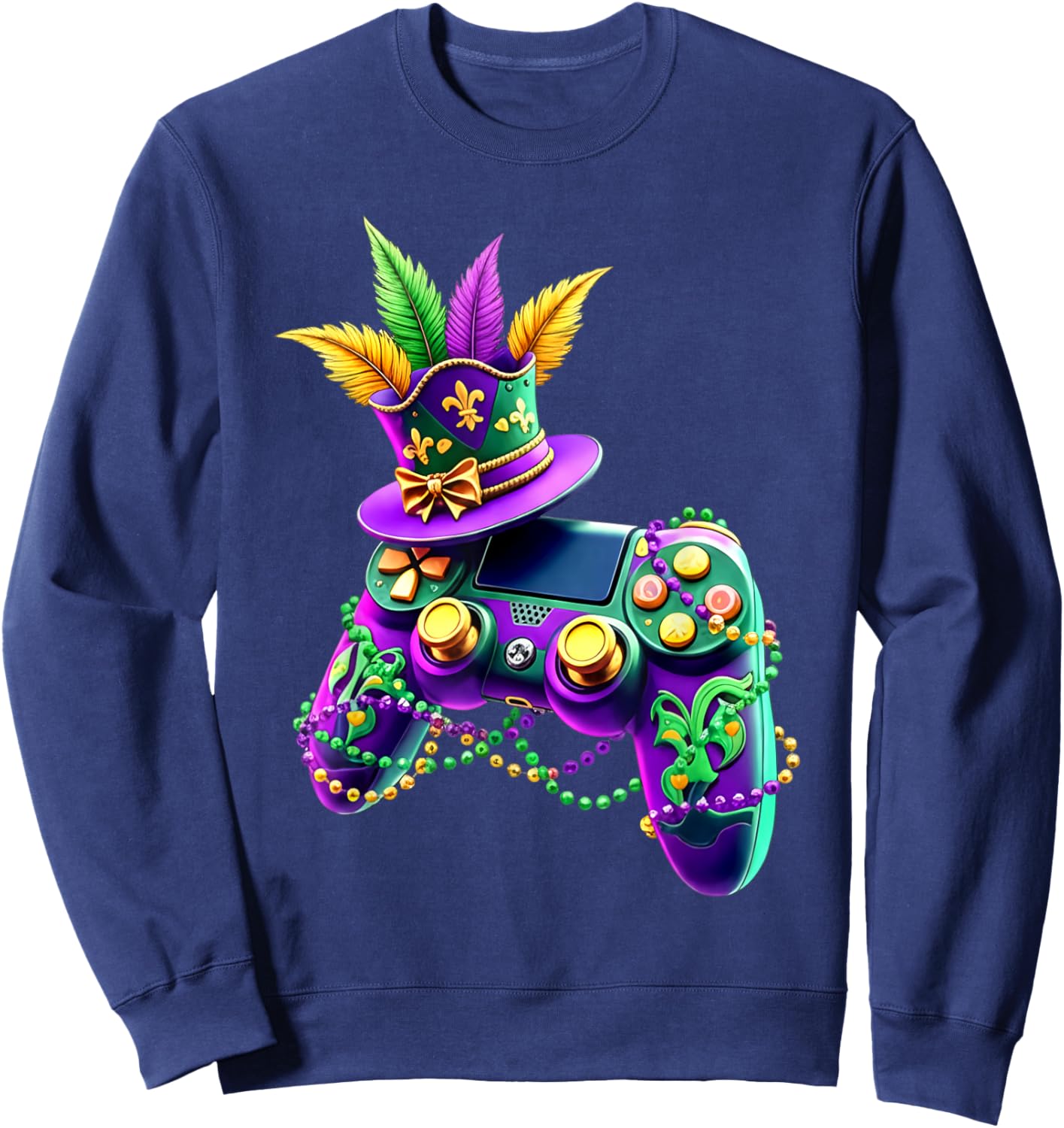 Mardi Gras Video Game Controller Jester Mask Kids Boys Sweatshirt - Sweatshirt | Navy