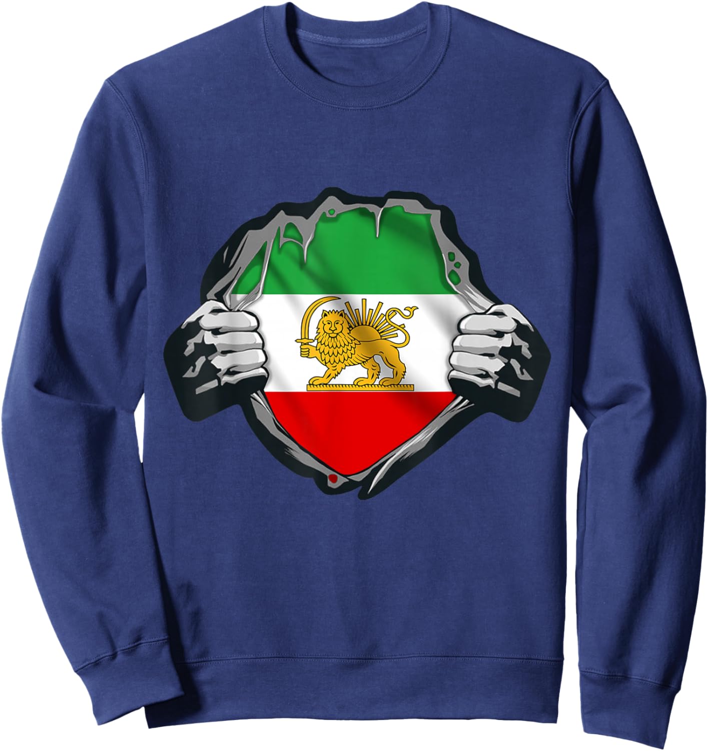 Iran Lion Sun Flag,Iran,Persian,Shir o Khorshid Sweatshirt - Sweatshirt | Navy