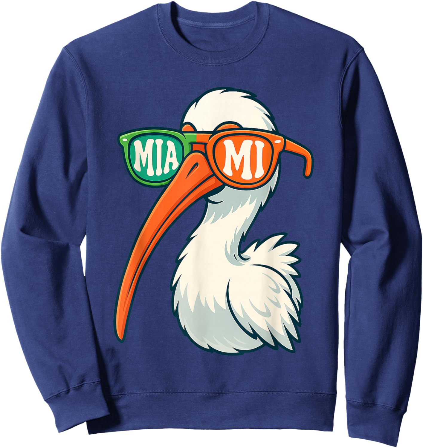 White Ibis with Sunglasses American Vintage Style Sweatshirt - Sweatshirt | Navy