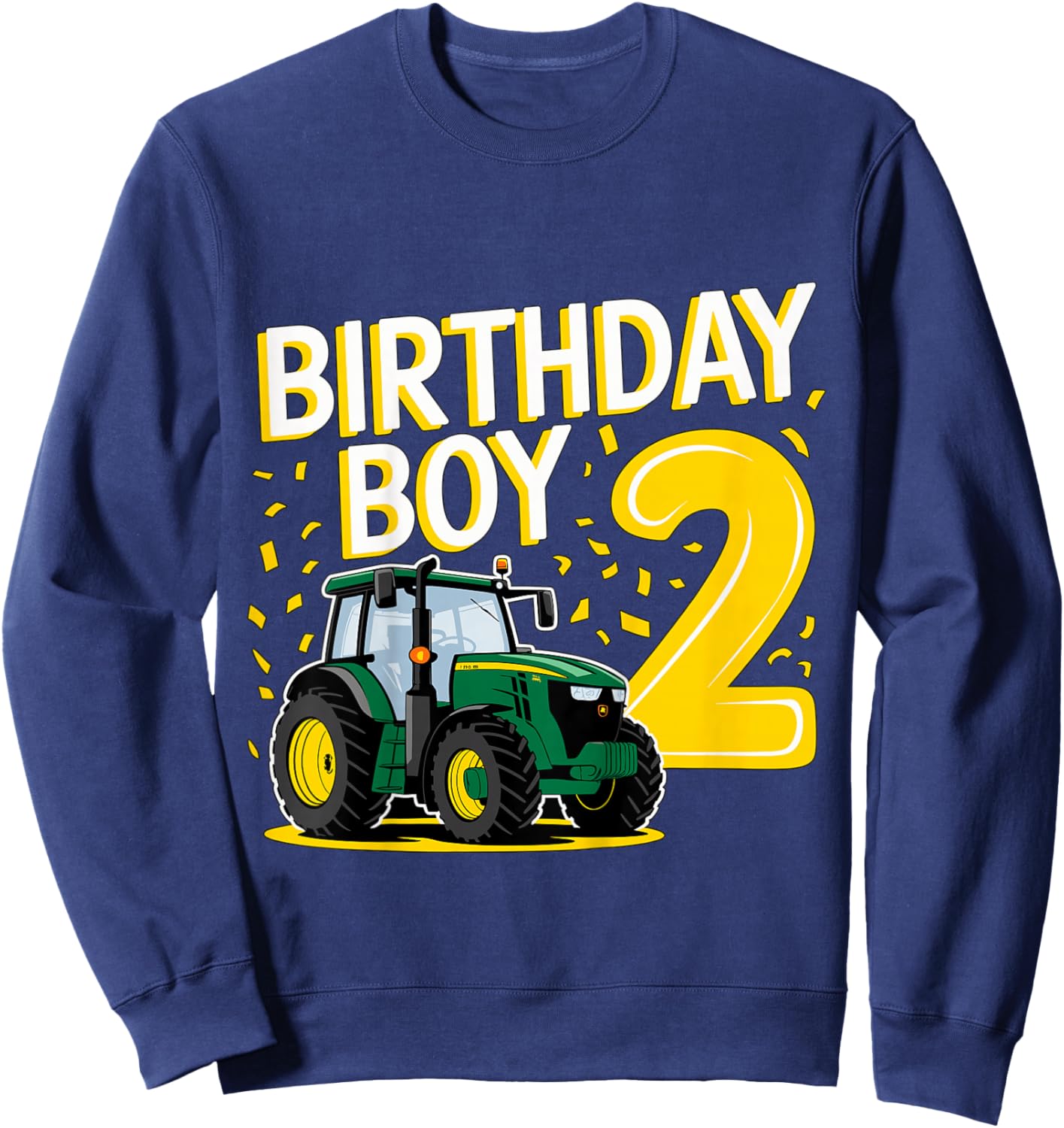 Kids 2nd Birthday Boy 2 Years Old Farmer Tractor Sweatshirt - Sweatshirt | Navy