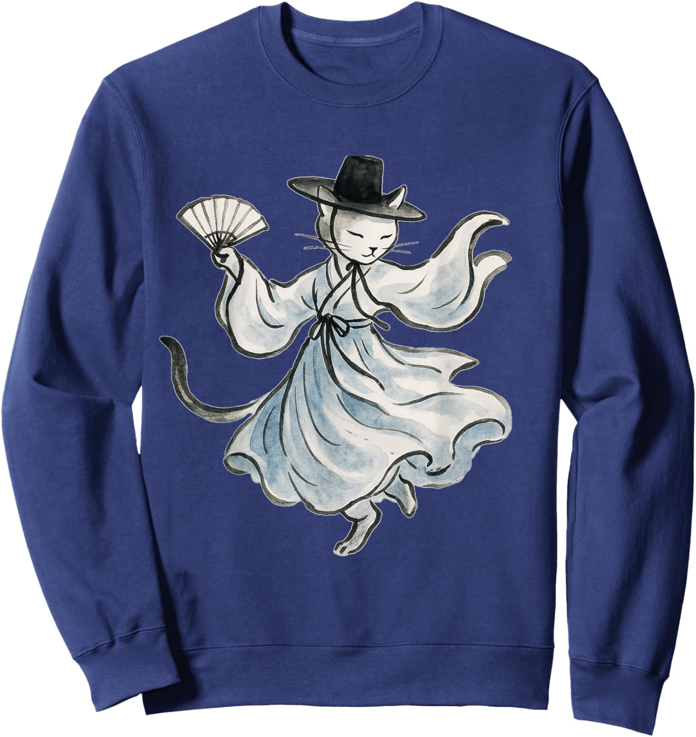 Artistic Dancing Korean Cat Sweatshirt - Sweatshirt | Navy