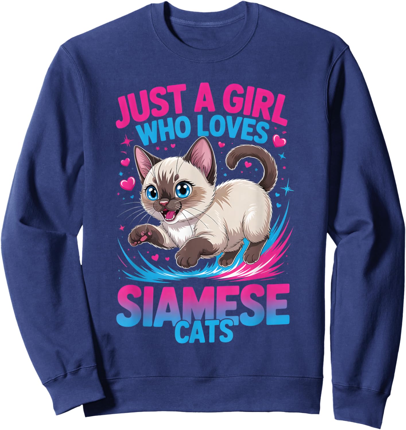 Girls Siamese Cat Sweatshirt - Sweatshirt | Navy