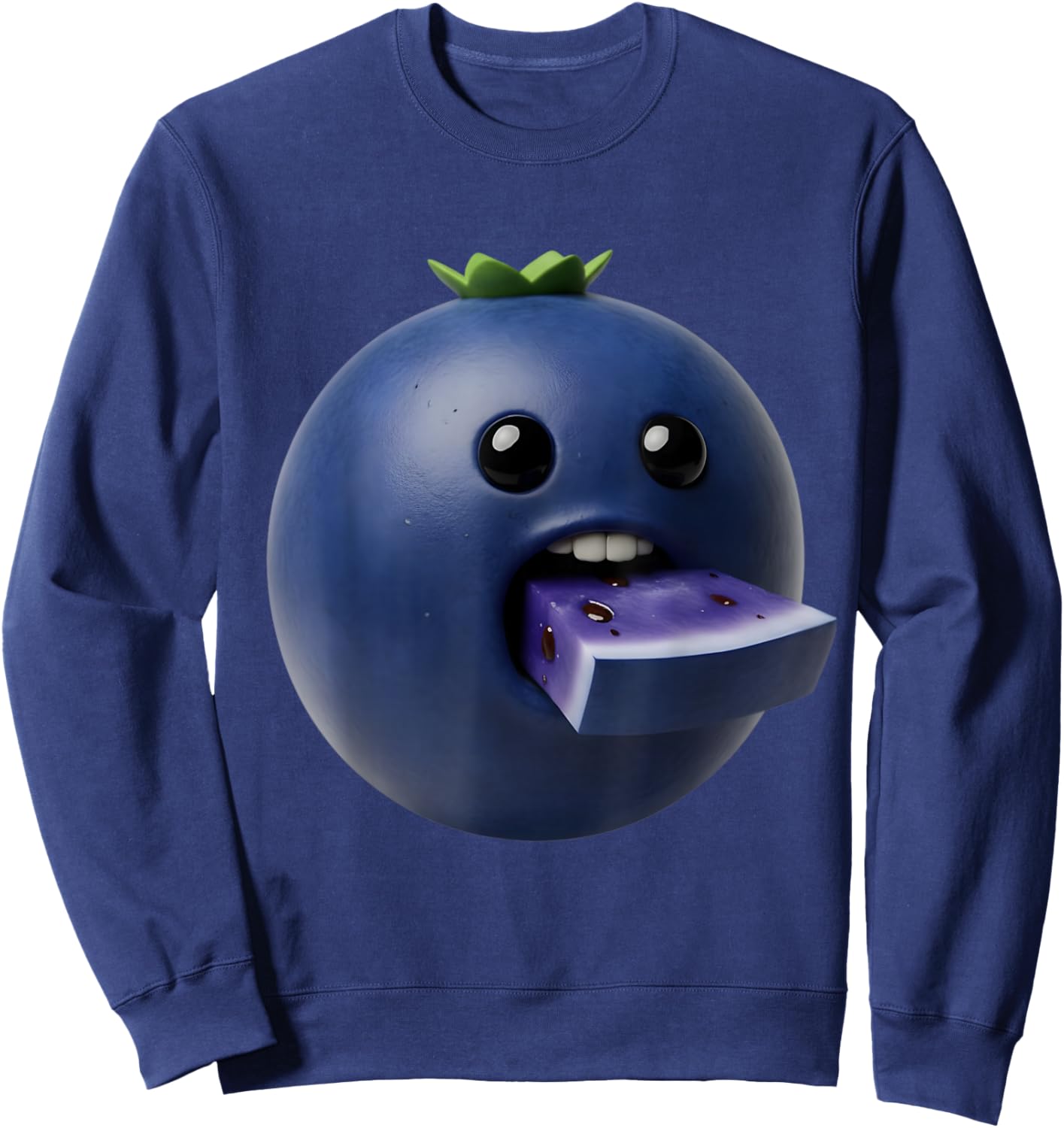 Niche Fruits Funny Blueberry Meme Brainrot Surreal Sweatshirt - Sweatshirt | Navy