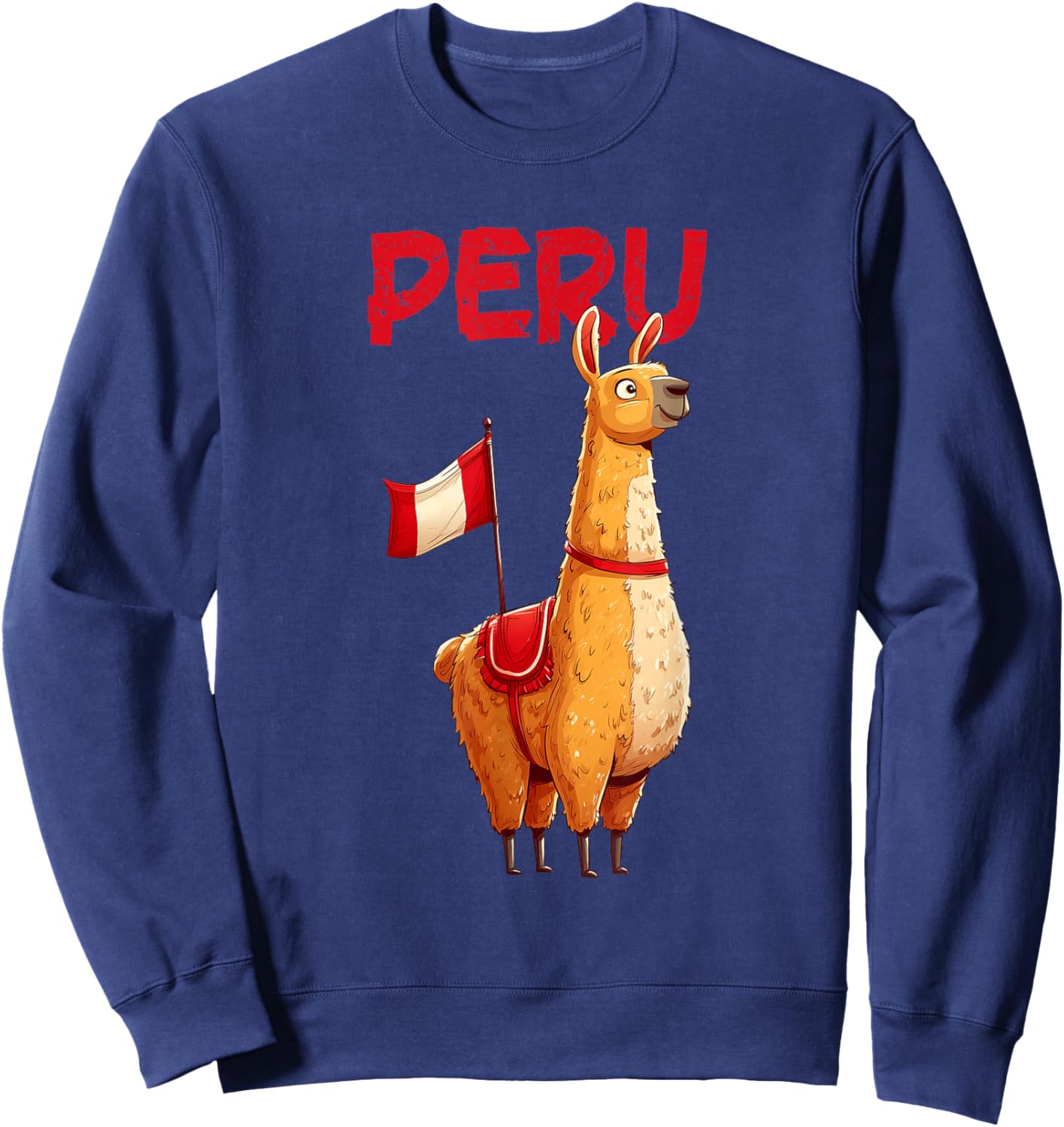 Pretty Llama with Peru Flag Costume Sweatshirt - Sweatshirt | Navy