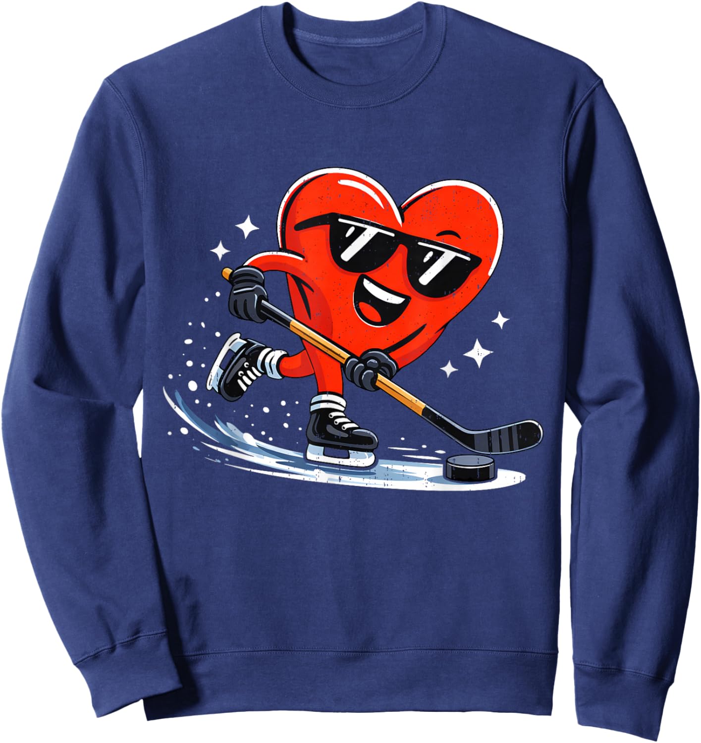 Valentine Hockey Heart Sport Valentines Day Men Boys Kids Sweatshirt - Sweatshirt | Navy