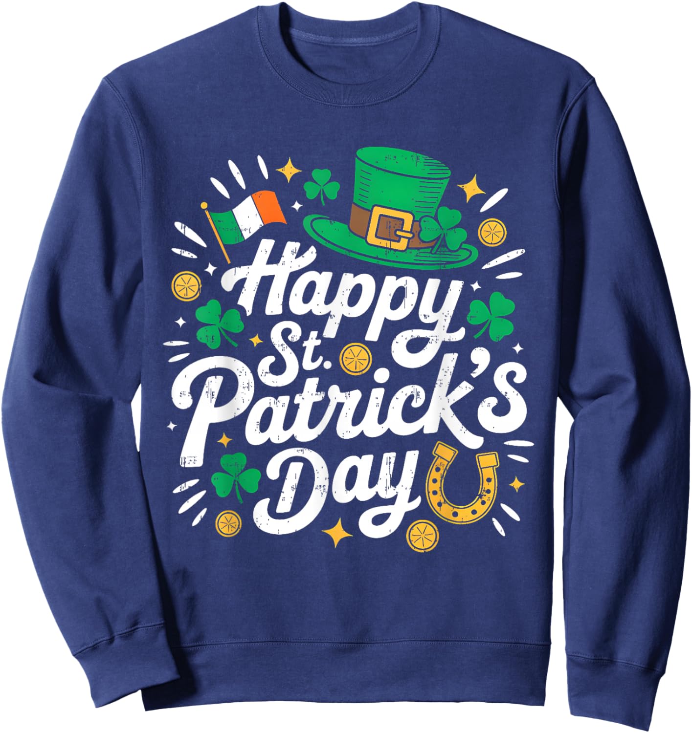 Happy St Patricks Day Shamrock Irish Women Kids Sweatshirt - Sweatshirt | Navy
