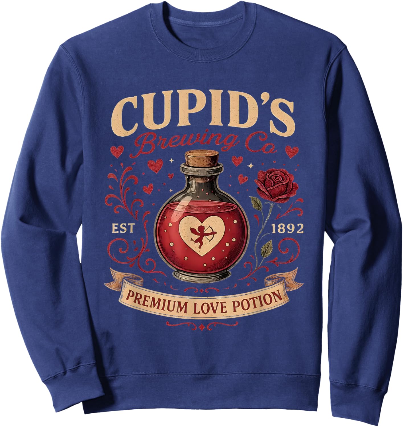 Retro Trendy Valentine Funny Even Cupid Need A Margarita Sweatshirt - Sweatshirt | Navy