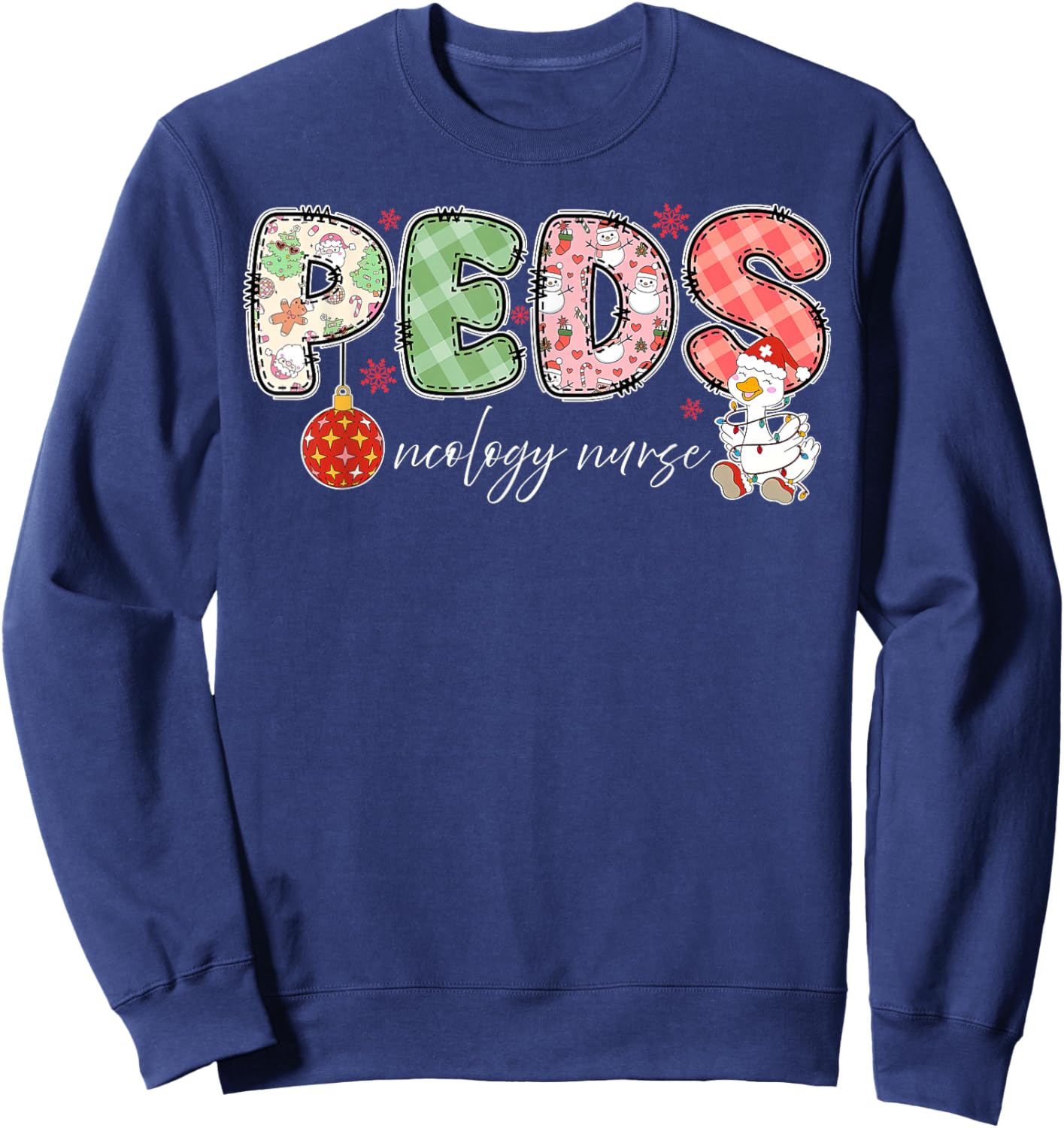 PEDS Oncology Nurse Silly Goose Christmas Pediatric Hem Onc Sweatshirt - Sweatshirt | Navy