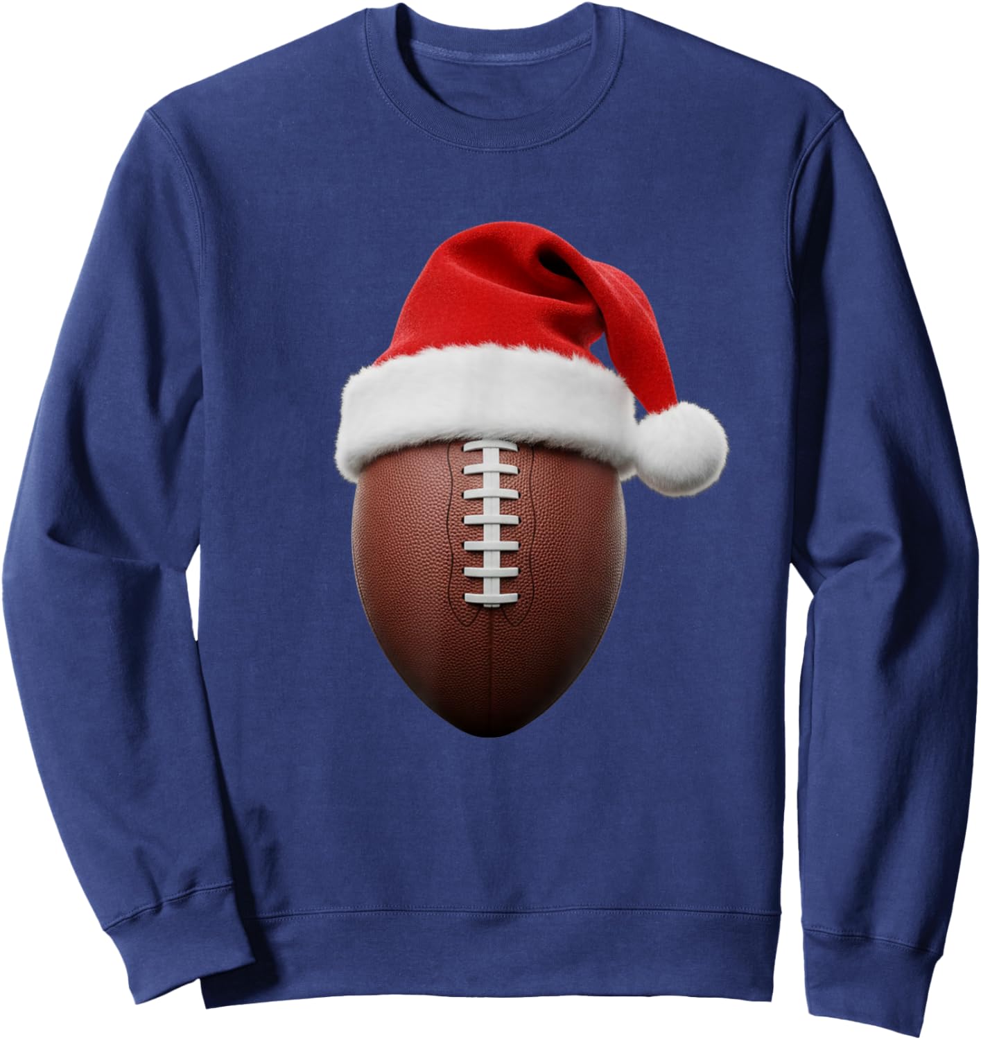 Football Christmas Hat Funny Holiday Sports Sweatshirt - Sweatshirt | Navy