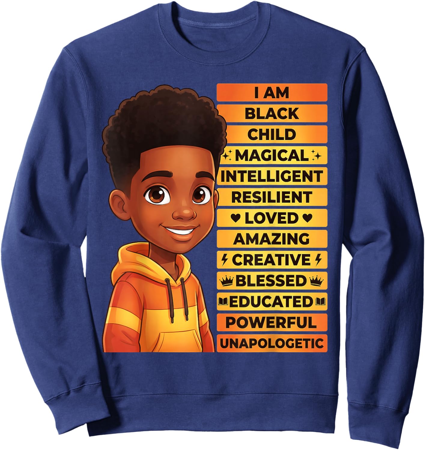 I'm Black History Month Shirt Boys Kids African American Sweatshirt - Sweatshirt | Navy