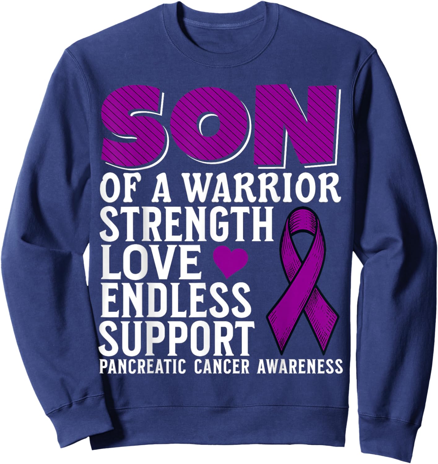 Son of a Warrior Pancreatic Cancer Awareness Family Matching Sweatshirt - Sweatshirt | Navy