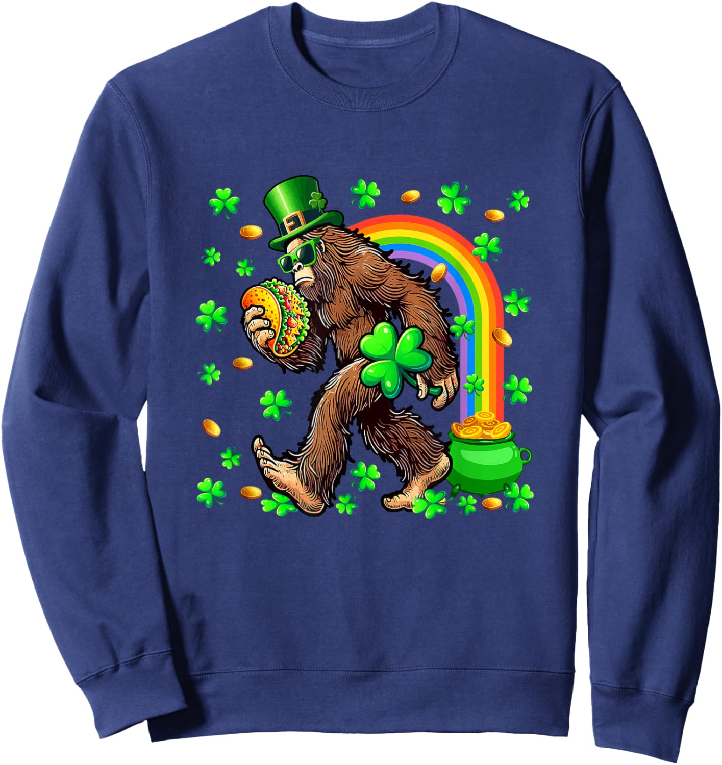Love to Be Eating Taco St. Patrick's Day Shamrocks Rainbow Sweatshirt - Sweatshirt | Navy