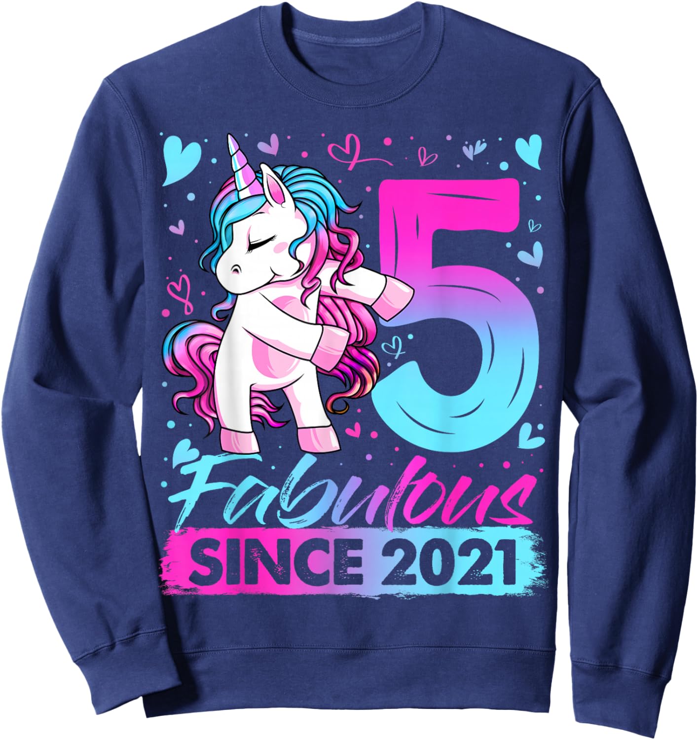 5th Birthday Shirt Girl 5 Year Old Gifts 5 Birthday Girl Sweatshirt - Sweatshirt | Navy