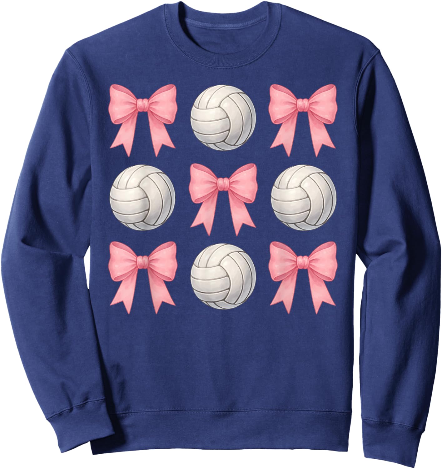 Volleyball Coquette Bows Cute Girls Teen Pink Volleyball Sweatshirt - Sweatshirt | Navy