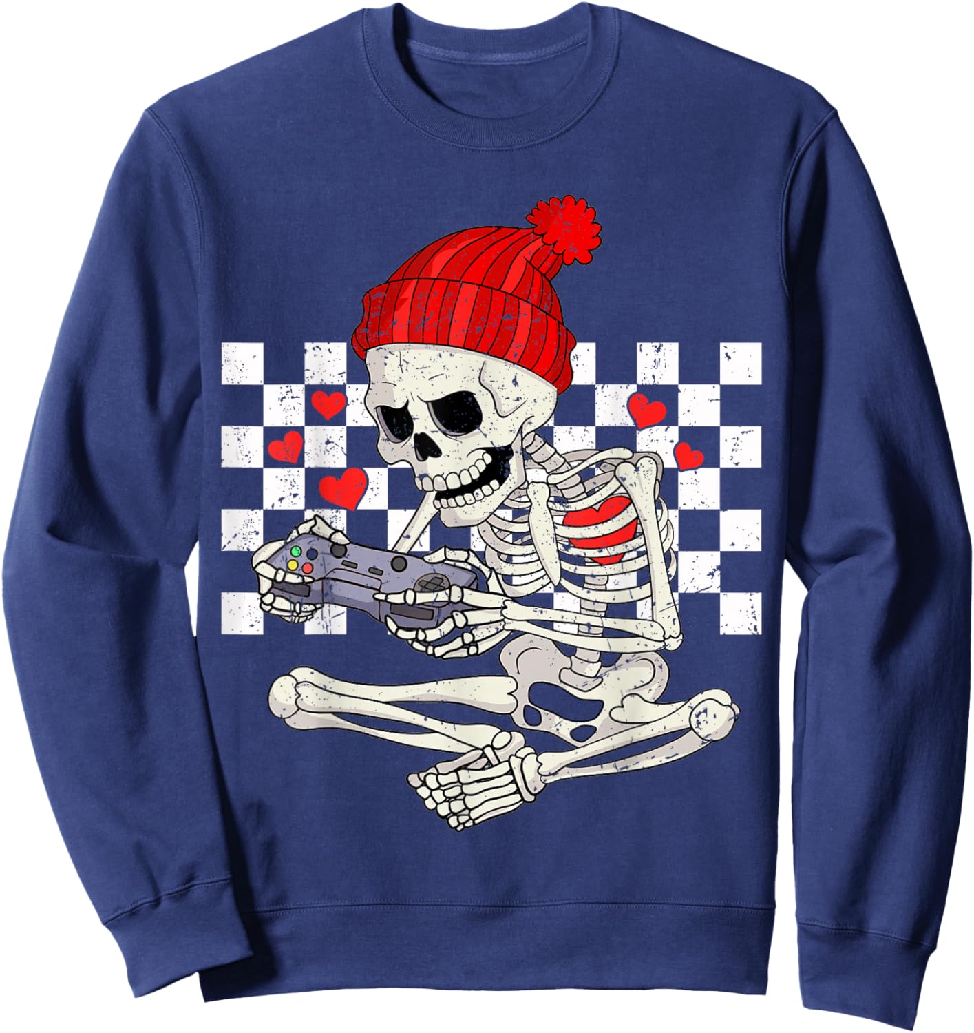 Funny Boys Valentines Skeleton Gamer Video Games Gaming Sweatshirt - Sweatshirt | Navy