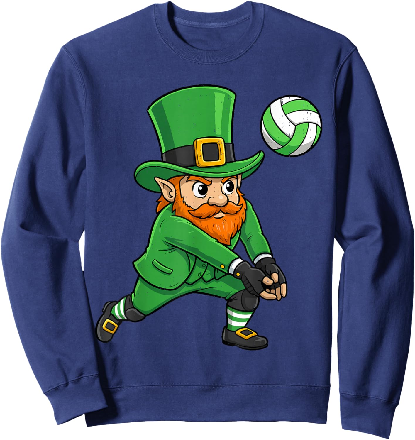 Leprechaun Volleyball Green St Patricks Day Sport Boy Kids Sweatshirt - Sweatshirt | Navy