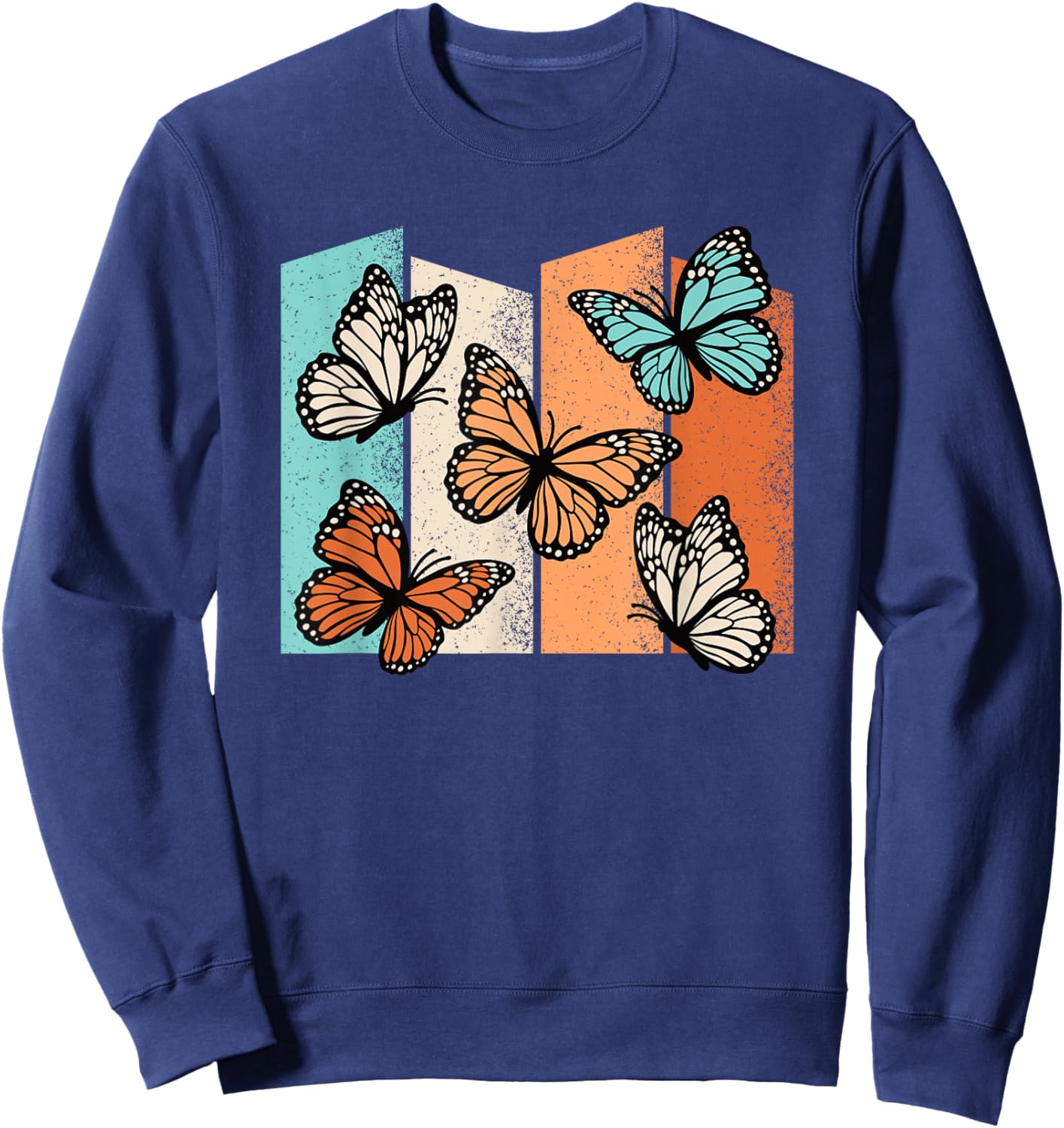 Retro Butterflies Vintage Butterfly Lover Men Women Sweatshirt - Sweatshirt | Navy