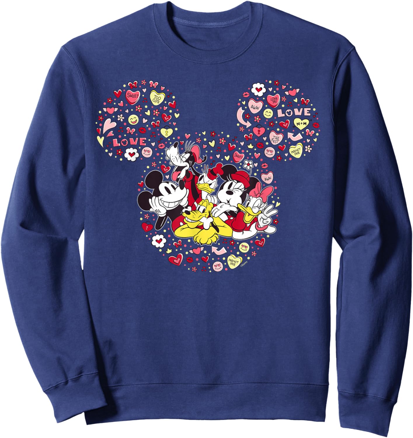 Disney Valentine's Day Mickey & Friends Icon Candy Hearts Sweatshirt - Sweatshirt | Navy