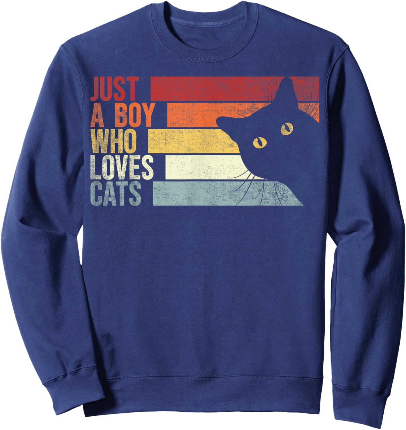 Just A Boy Who Loves Cats. Funny Cats Lover Sweatshirt - Sweatshirt | Navy