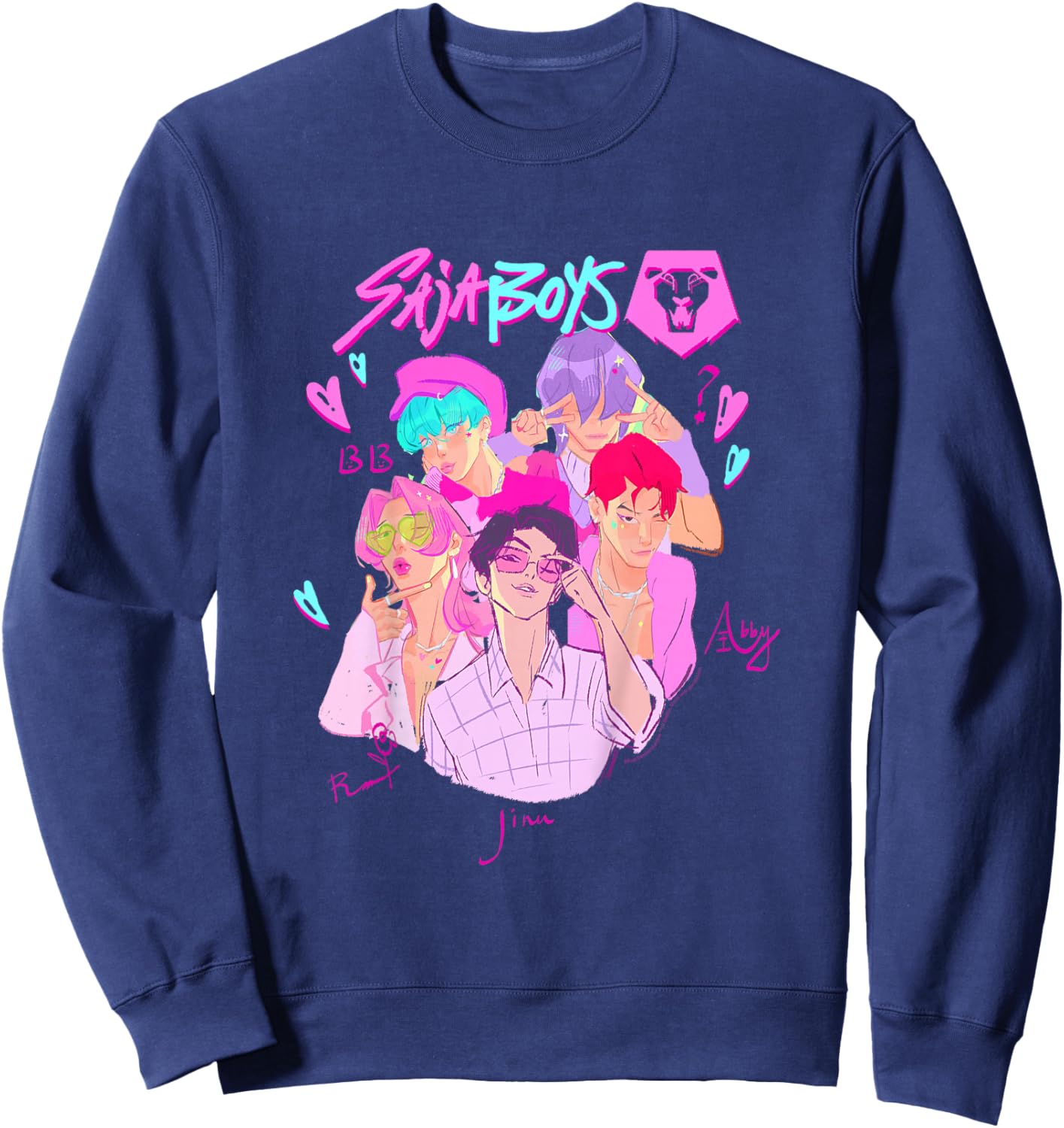 Kpop Demon Hunters Halloween Saja Boys Demon Group Portrait Sweatshirt - Sweatshirt | Navy