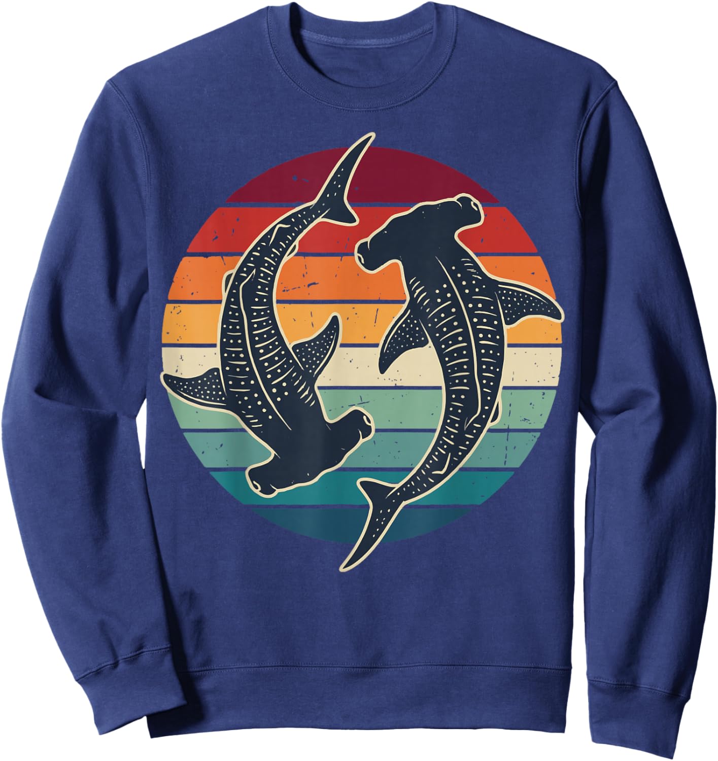 Hammerhead Shark Yin Yang Retro Snorkeler Vintage Sweatshirt - Sweatshirt | Navy