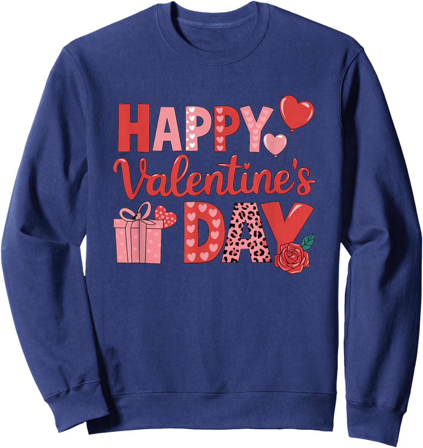 Happy Valentines Day 2026 Heart Love Valentine Men Women Sweatshirt - Sweatshirt | Navy