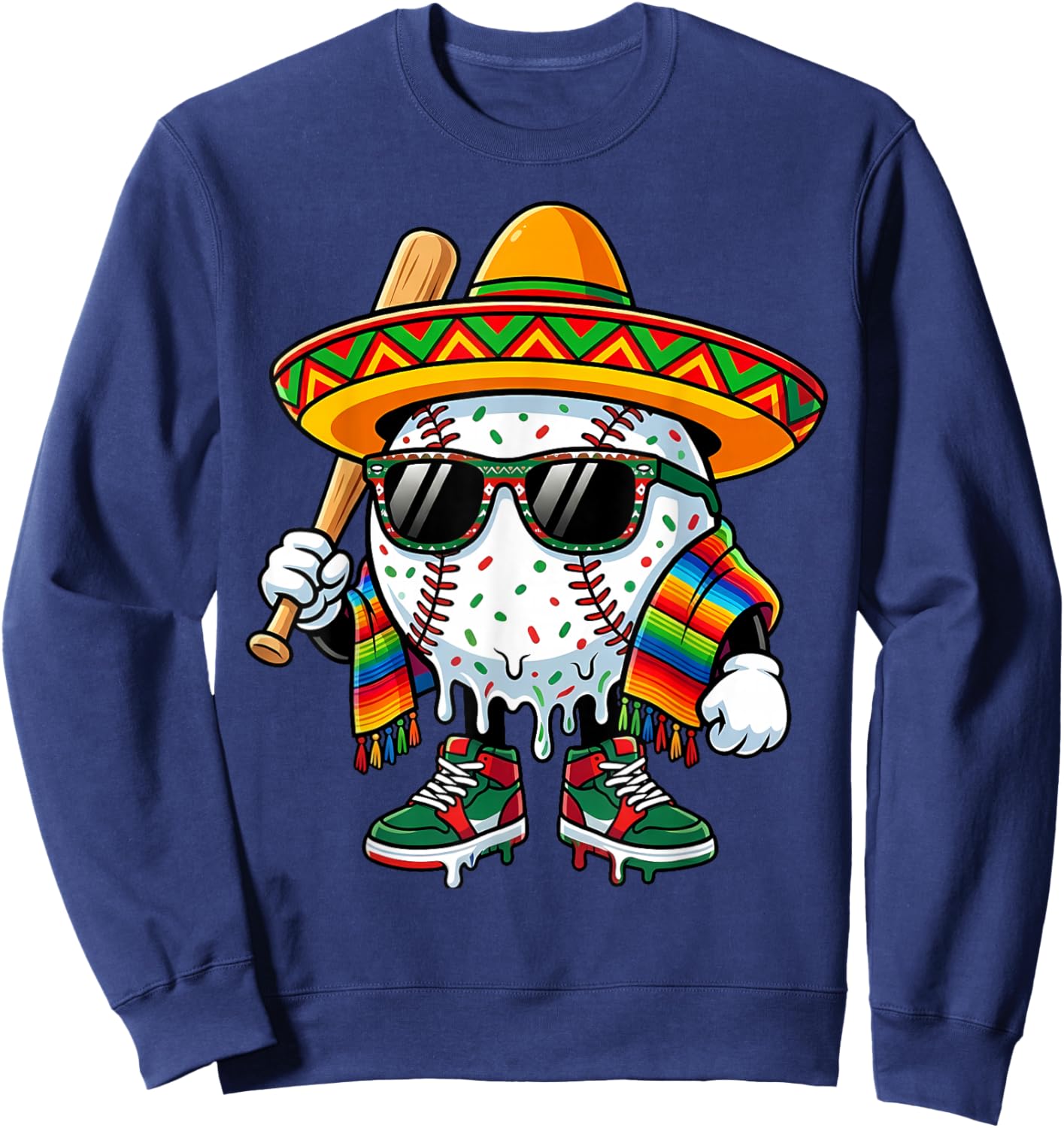 Baseball Drip Ice Cream Sombrero Youth Boys Cinco De Mayo Sweatshirt - Sweatshirt | Navy