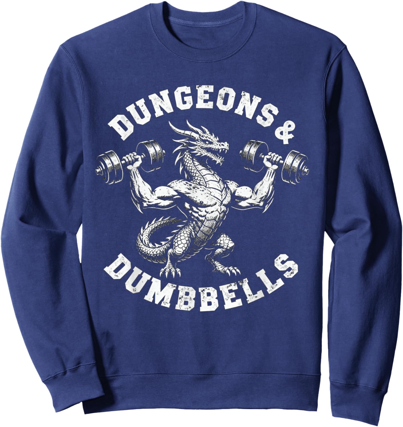 Dungeons and Dumbbells Gym Workout Fantasy Sweatshirt - Sweatshirt | Navy