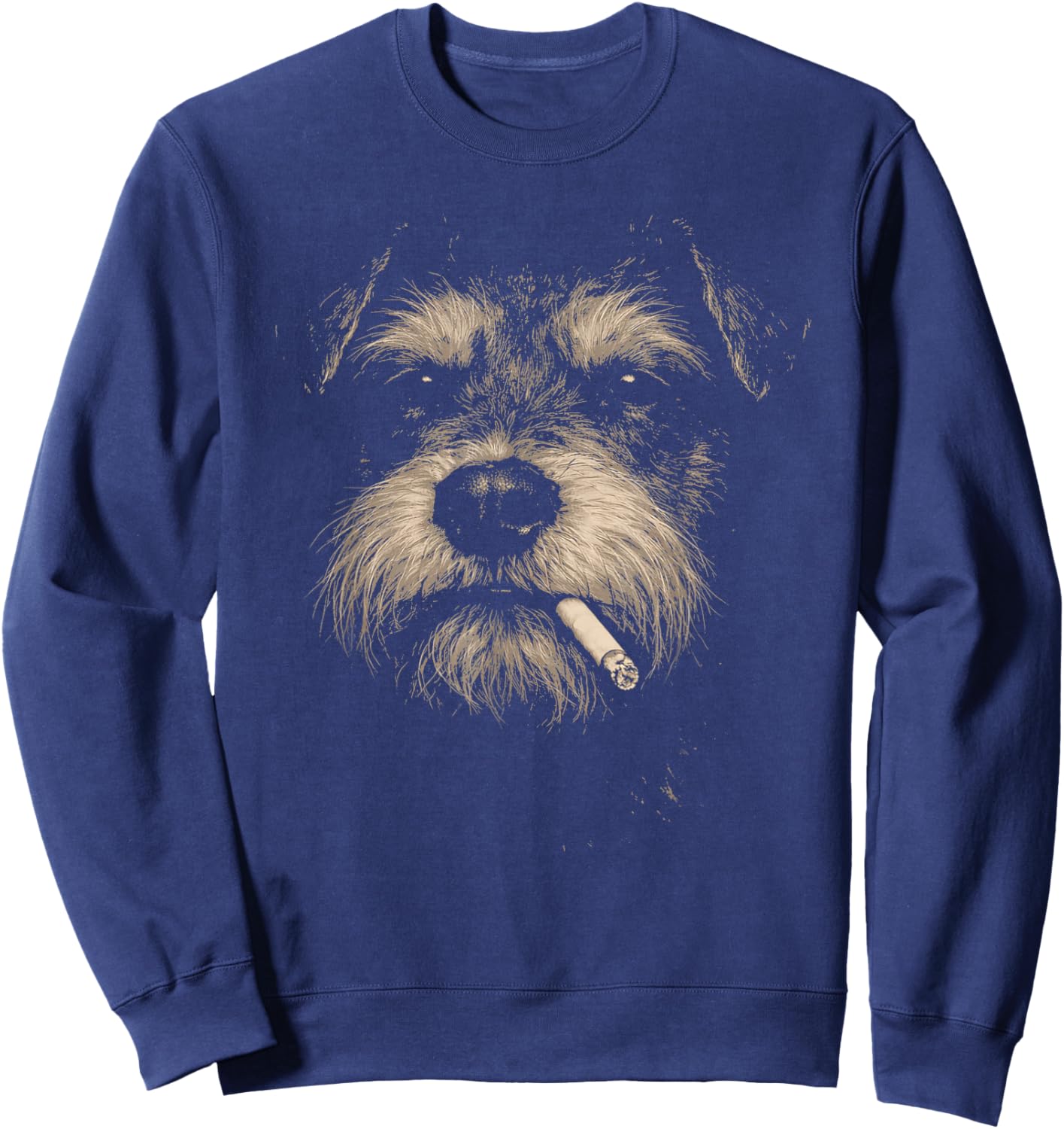 Dog Smoking Cigarette Funny Miniature Schnauzer Meme Sweatshirt - Sweatshirt | Navy