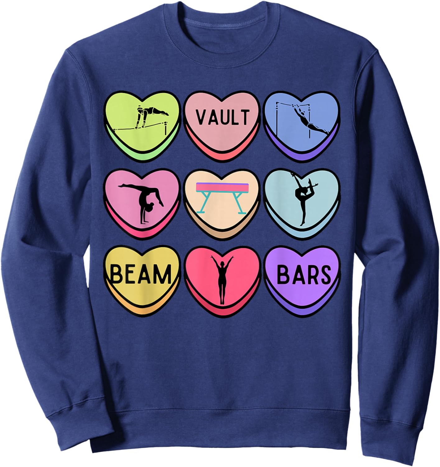Heart Candy Gymnastics Valentine Gymnast Tumbling Acrobat Sweatshirt - Sweatshirt | Navy