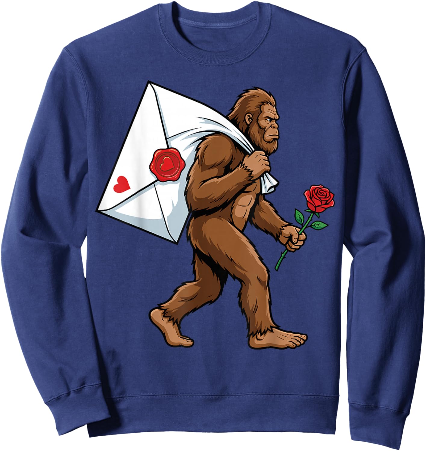 Funny Bigfoot Heart Love Valentines Day Boys Men Sweatshirt - Sweatshirt | Navy