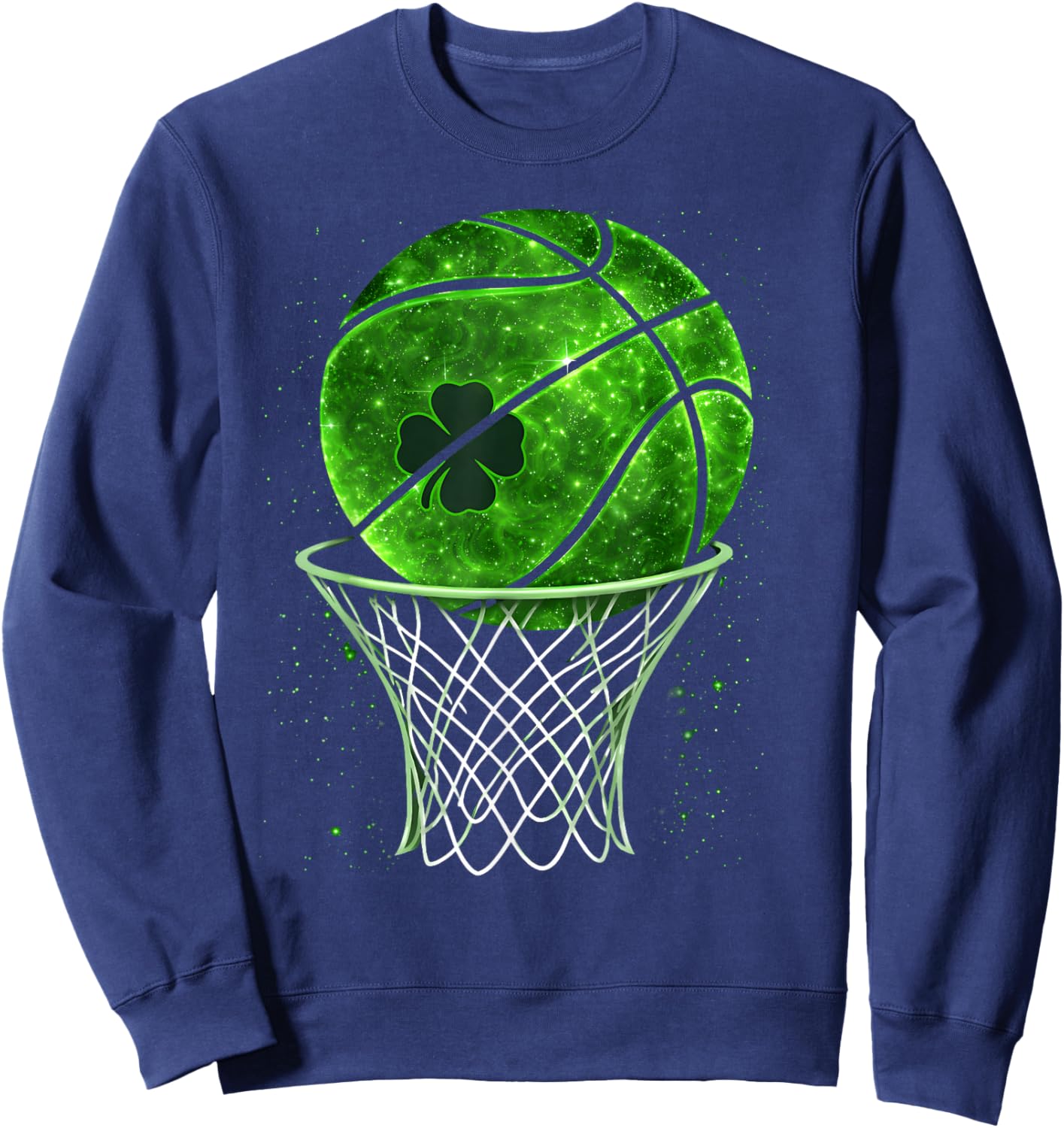 St Patricks Day Basketball Shamrock Irish Boy Men Kid Sweatshirt - Sweatshirt | Navy