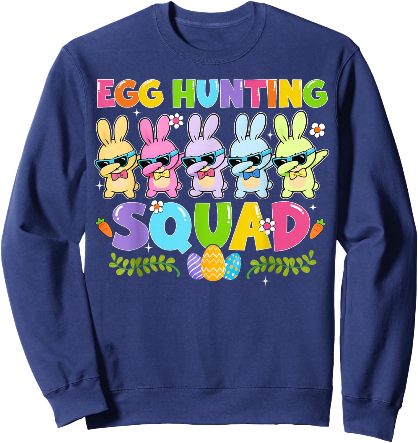 Happy Easter Day Bunny Egg Hunting Squad Boy Girl Kid Sweatshirt - Sweatshirt | Navy
