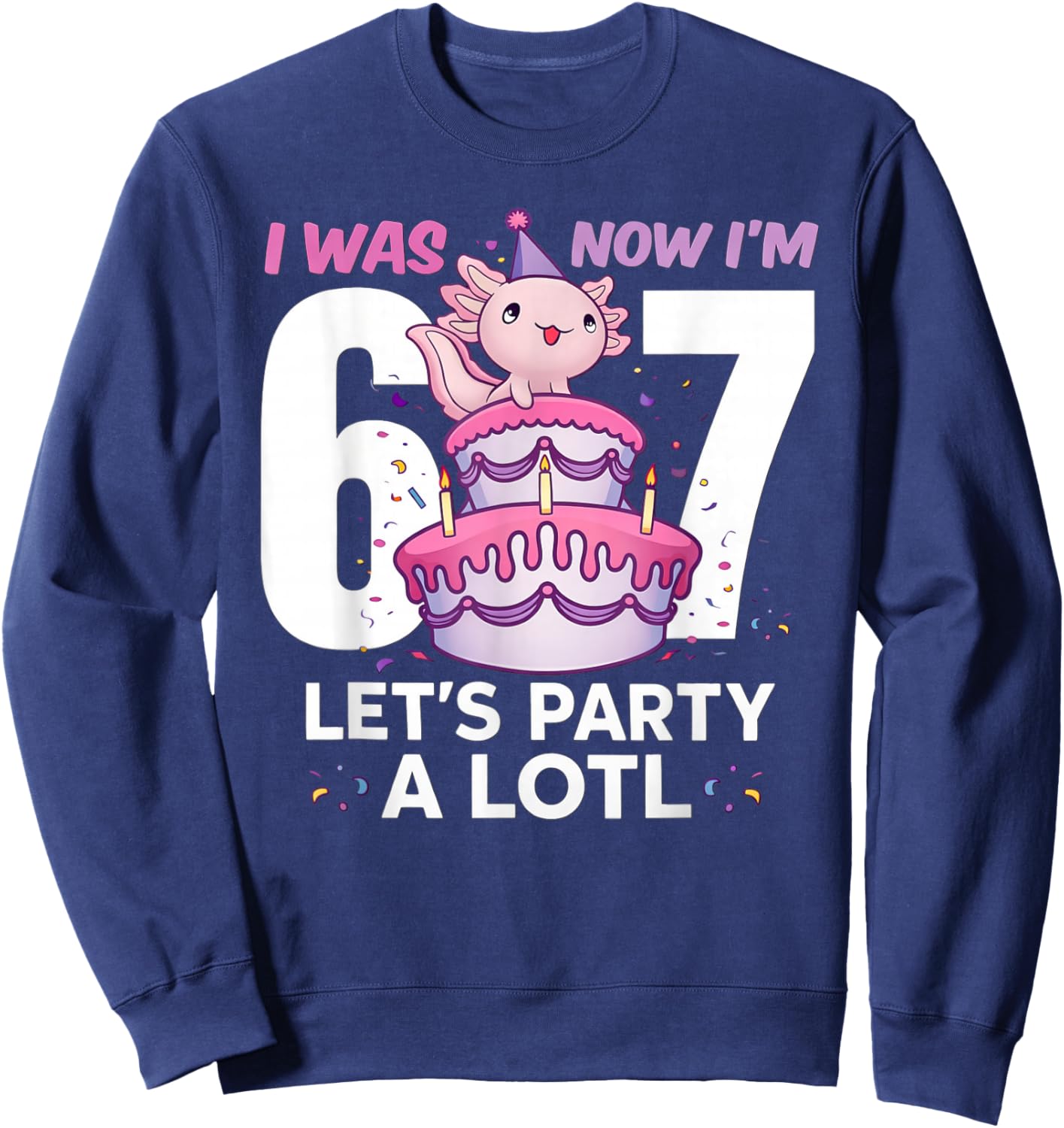I was Six Now I'm Seven Cute Axolotl 7th Birthday 6 7 Kids Sweatshirt - Sweatshirt | Navy