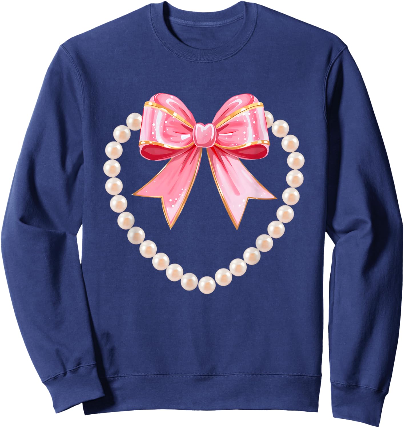 Valentines Day Hearts Coquette Bow Women Girls Boys Sweatshirt - Sweatshirt | Navy