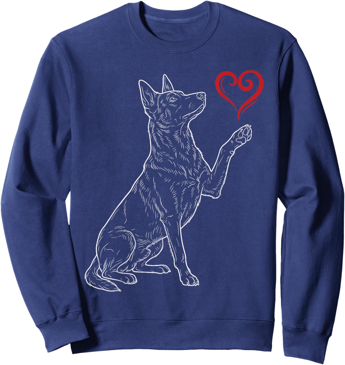 Belgian Malinois Lover Dog Art Holding Heart Valentines Sweatshirt - Sweatshirt | Navy