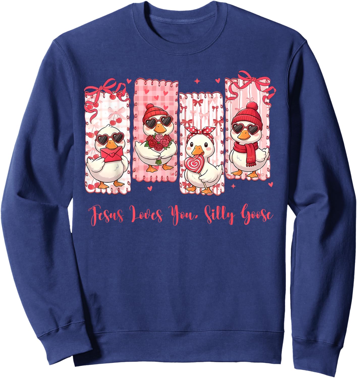 Just A Lovely Goose Cute Silly Goose Valentine's Day Sweatshirt - Sweatshirt | Navy